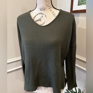 Army Green Waffle Knit Top